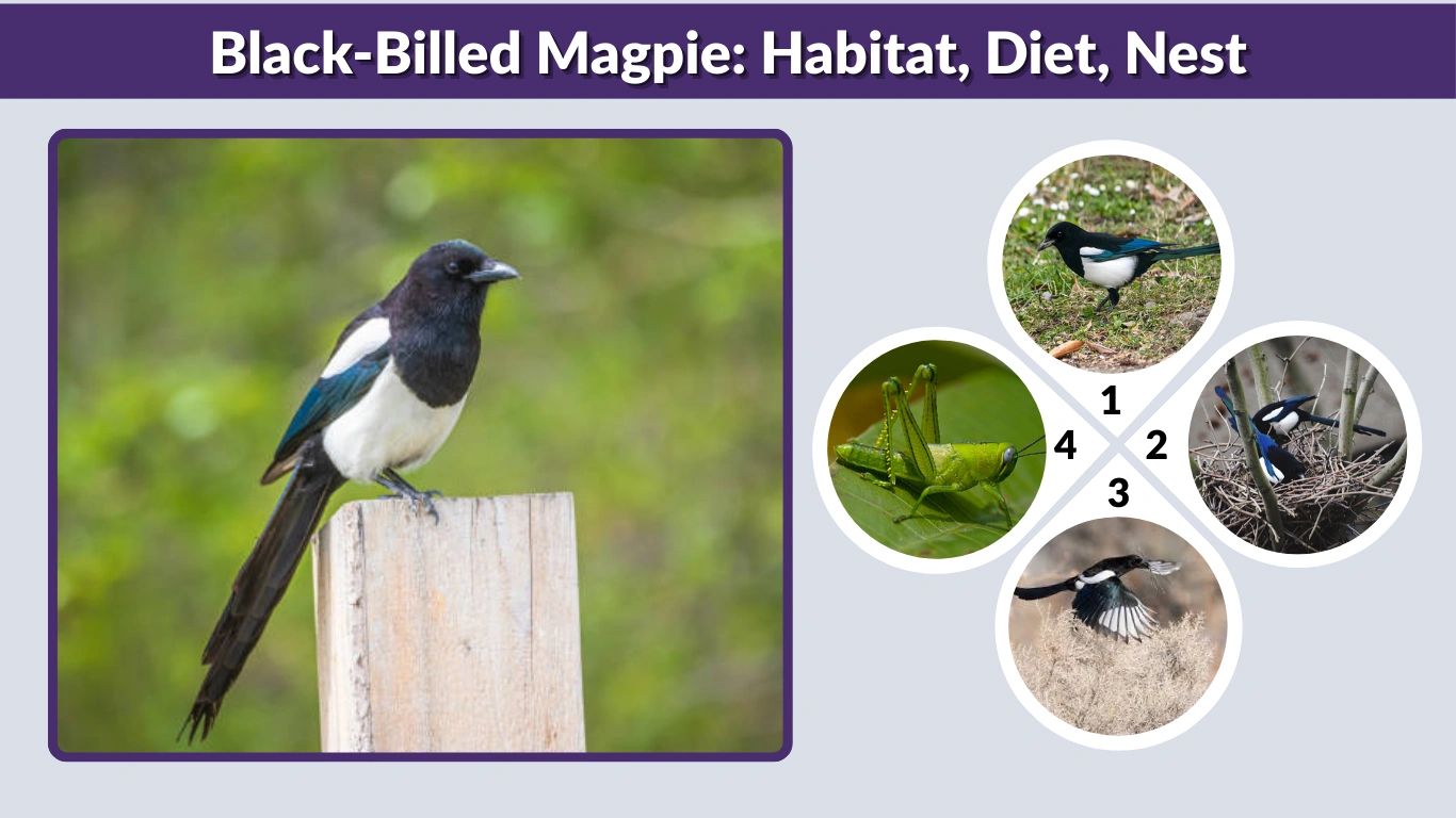 Black-Billed Magpie: Habitat, Diet, Nest, and Facts