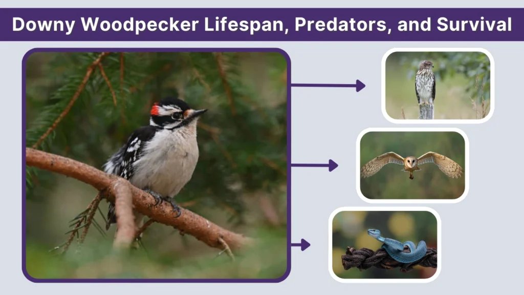 Downy Woodpecker Lifespan, Predators, and Survival