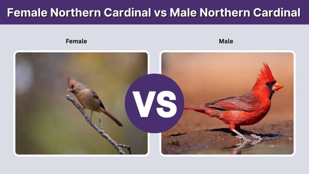 Female Northern Cardinal vs Male Northern Cardinal