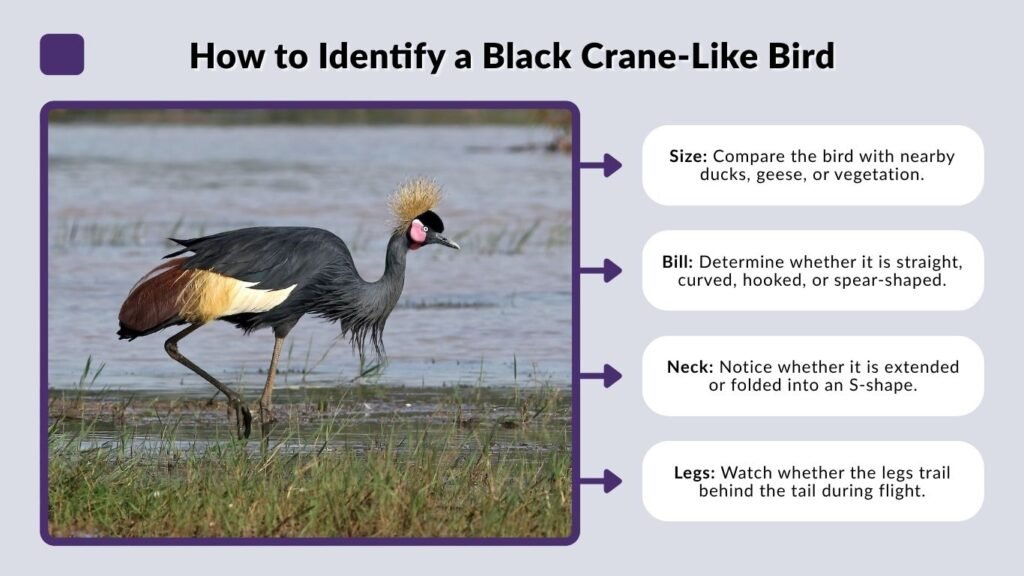 How to Identify a Black Crane-Like Bird