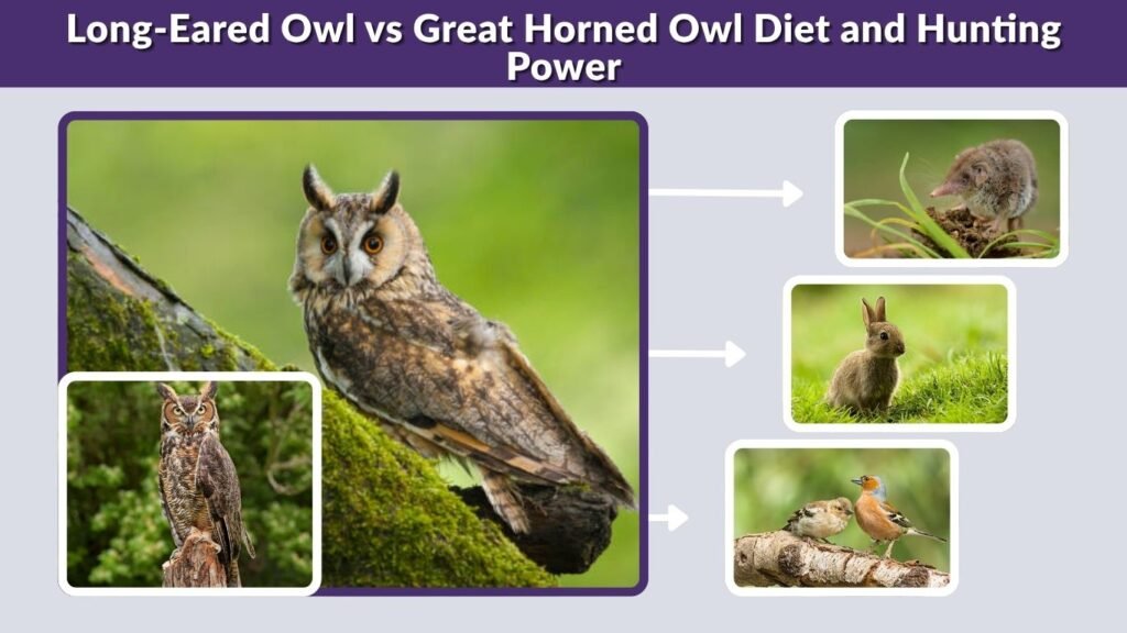 Long-Eared Owl vs Great Horned Owl Diet and Hunting Power