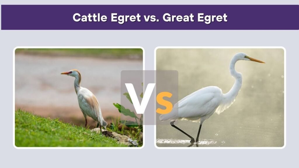 Cattle Egret vs. Great Egret