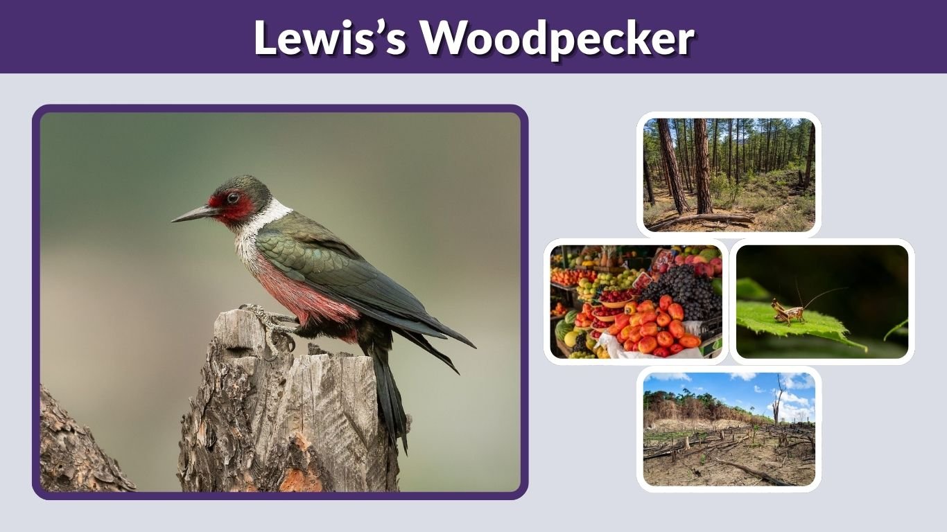 Lewis’s Woodpecker: Identification, Range, Habitat, and Diet