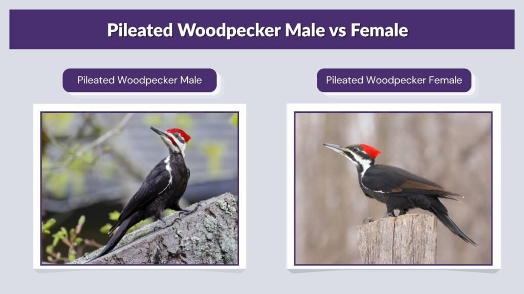Pileated Woodpecker Male vs Female