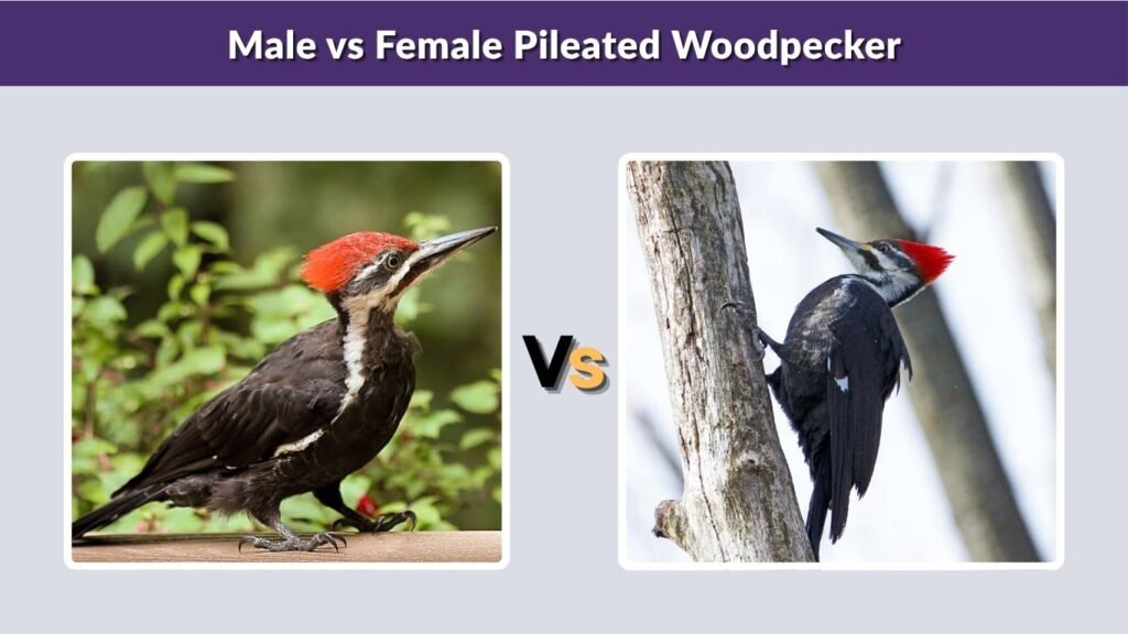 Male vs Female Pileated Woodpecker