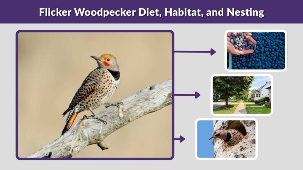 Flicker Woodpecker Diet, Habitat, and Nesting