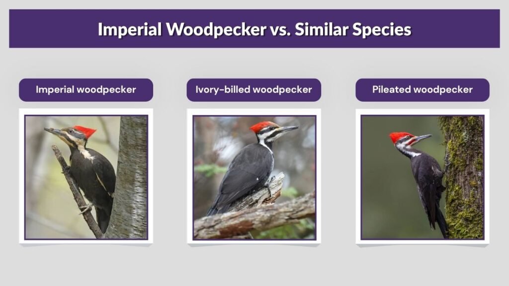 Imperial Woodpecker vs. Similar Species
