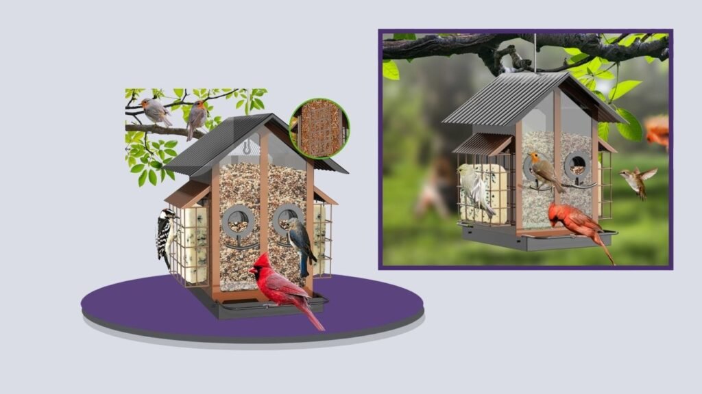 Metal Bird Feeder with Double Suet Cages
