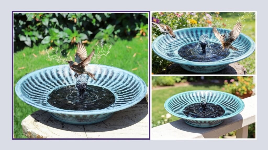 12.3-Inch Solar Metal Bird Bath Fountain