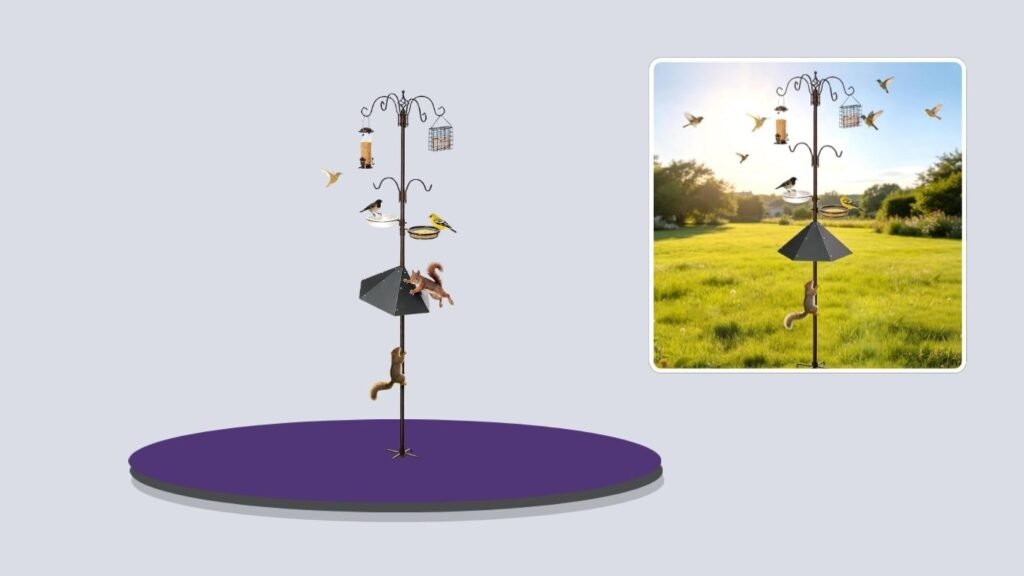JOYWINK 97-Inch Bird Feeding Station with Metal Squirrel Baffle