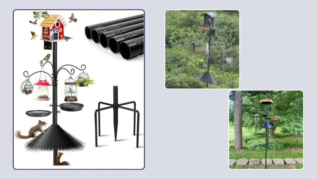 Adjustable Birdhouse Pole & Feeding Station for Outdoors