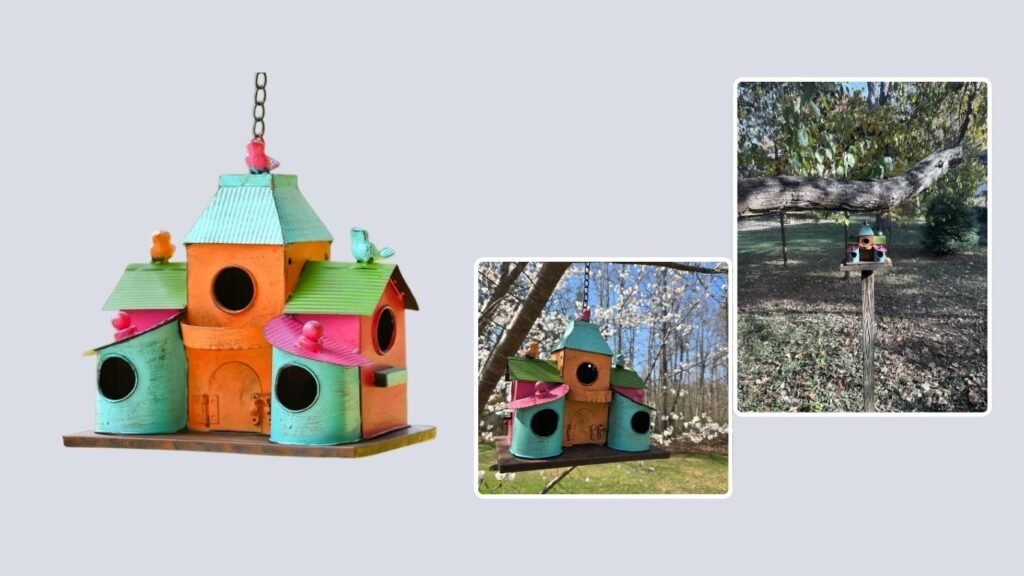 Colorful 5-Compartment Outdoor Hanging Birdhouse