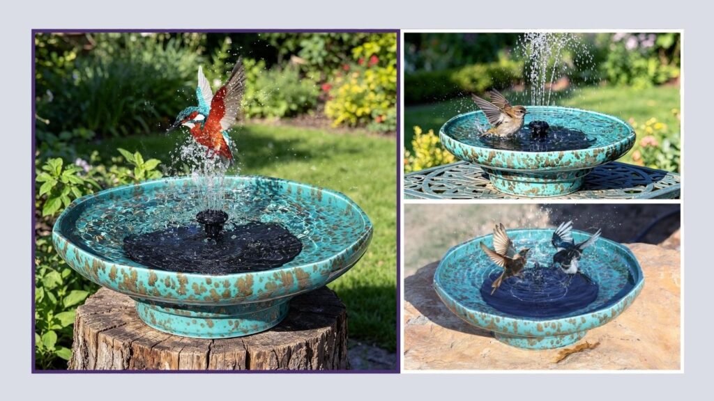Ceramic Outdoor Garden Bird Bath Fountain