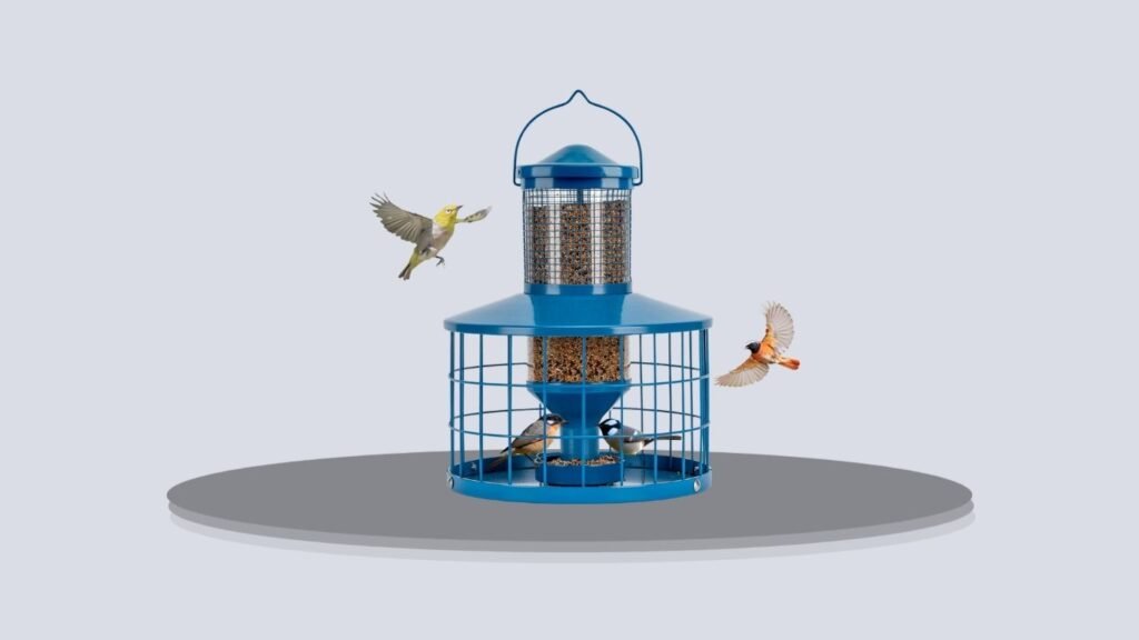 Mosloly Caged Squirrel-Proof Metal Bird Feeder