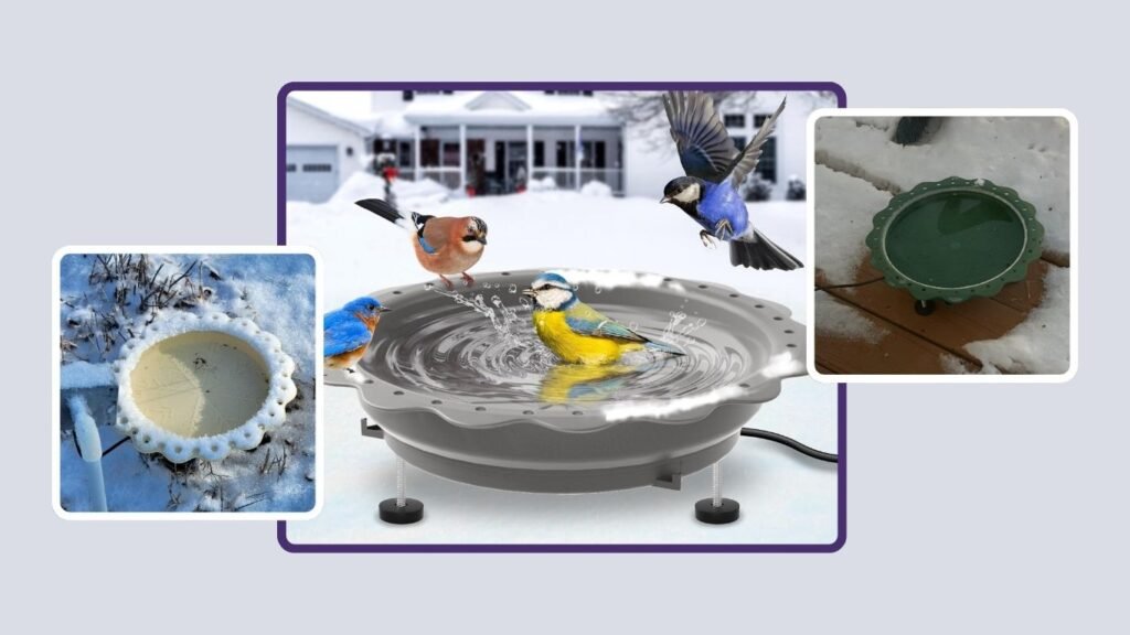 Jvgoo Heated Bird Bath for Outdoors in Winter
