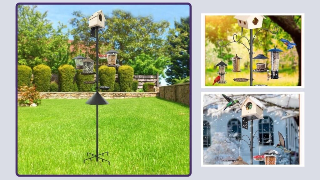 eWonLife Upgraded Adjustable Squirrel-Proof Bird Feeder Pole
