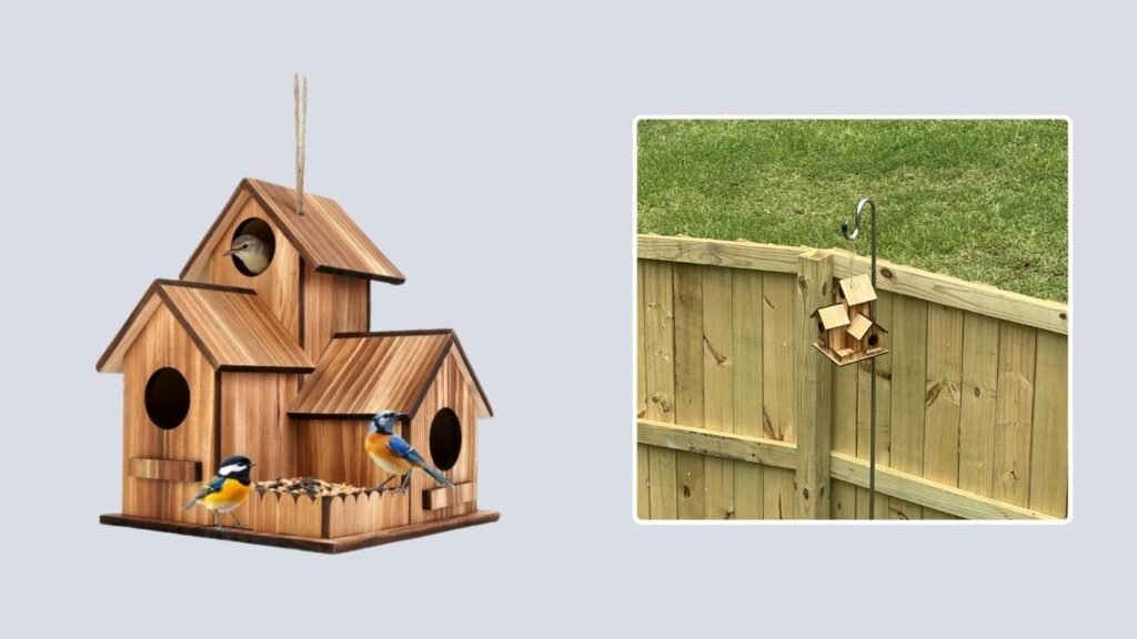BXYEE 3-Hole Large Wooden Hanging Birdhouse