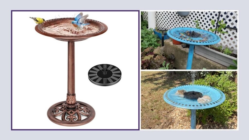 VIVOHOME Polyresin Antique Outdoor Bird Bath Fountain