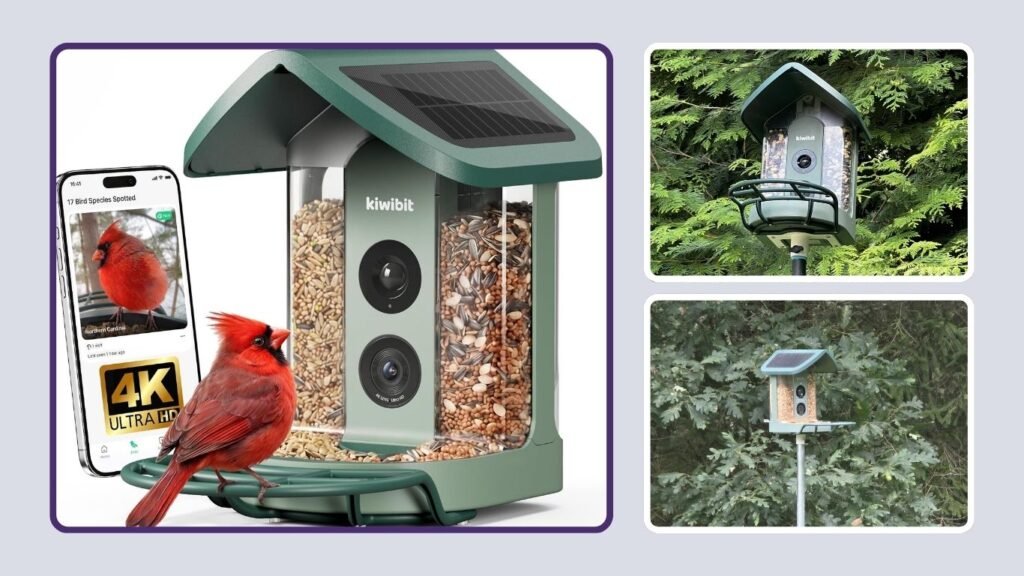  Kiwibit Solar Smart Bird Feeder with 4K Camera