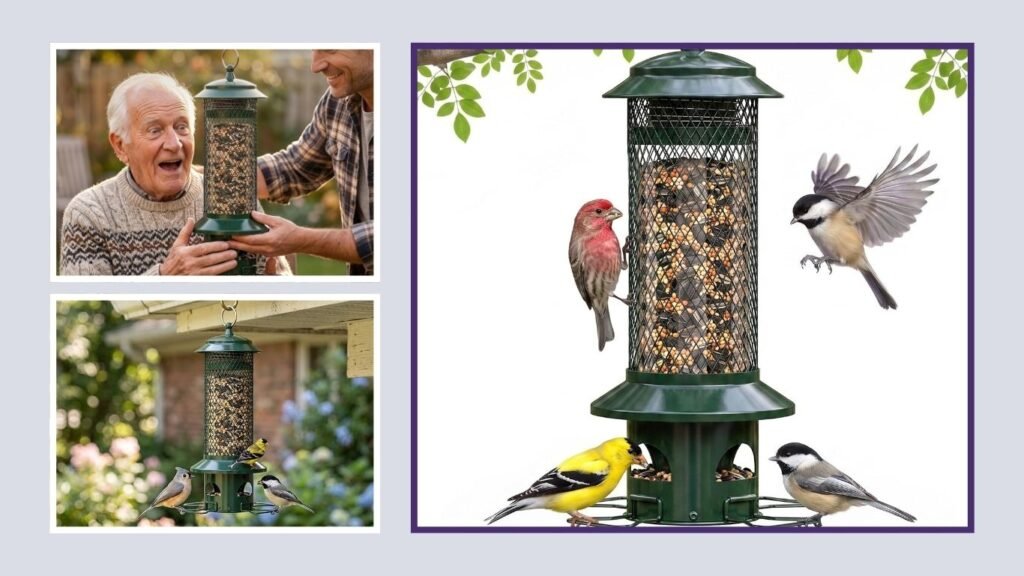 Squirrel-Proof Metal Bird Feeder for Outdoors
