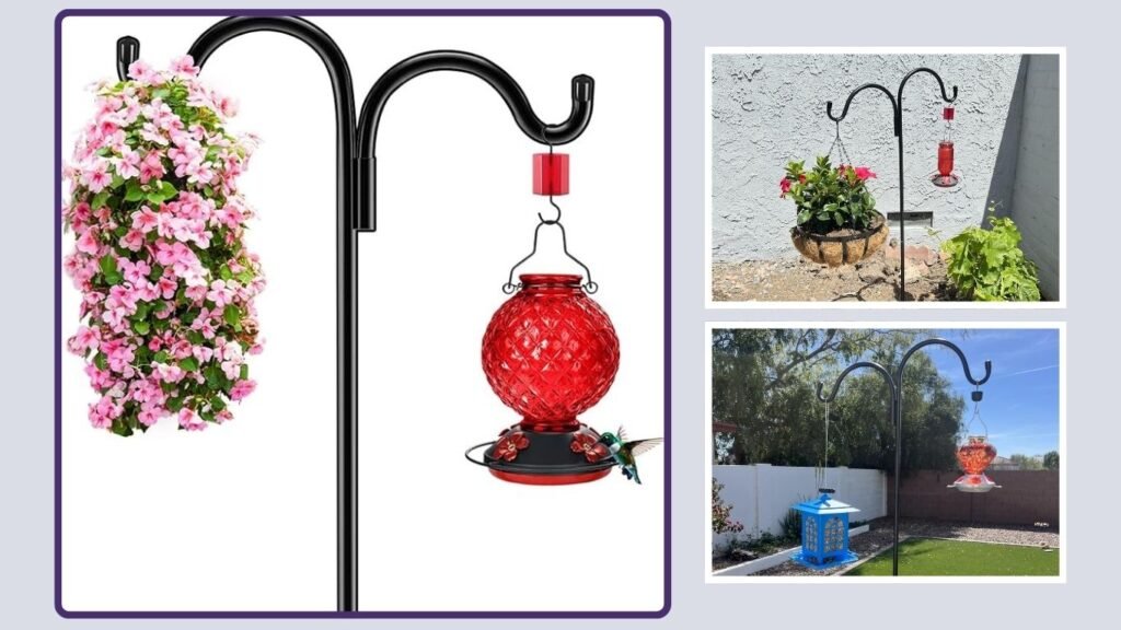 Gtongoko Adjustable Shepherd Hook Bird Feeder Pole