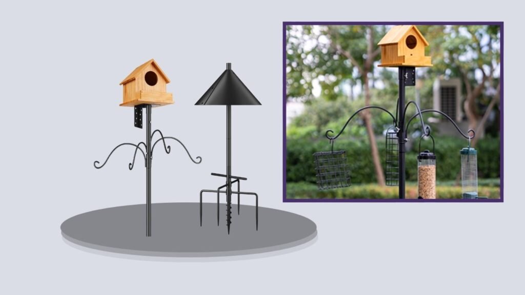 92-Inch Adjustable Bird Feeder Pole with Squirrel Baffle