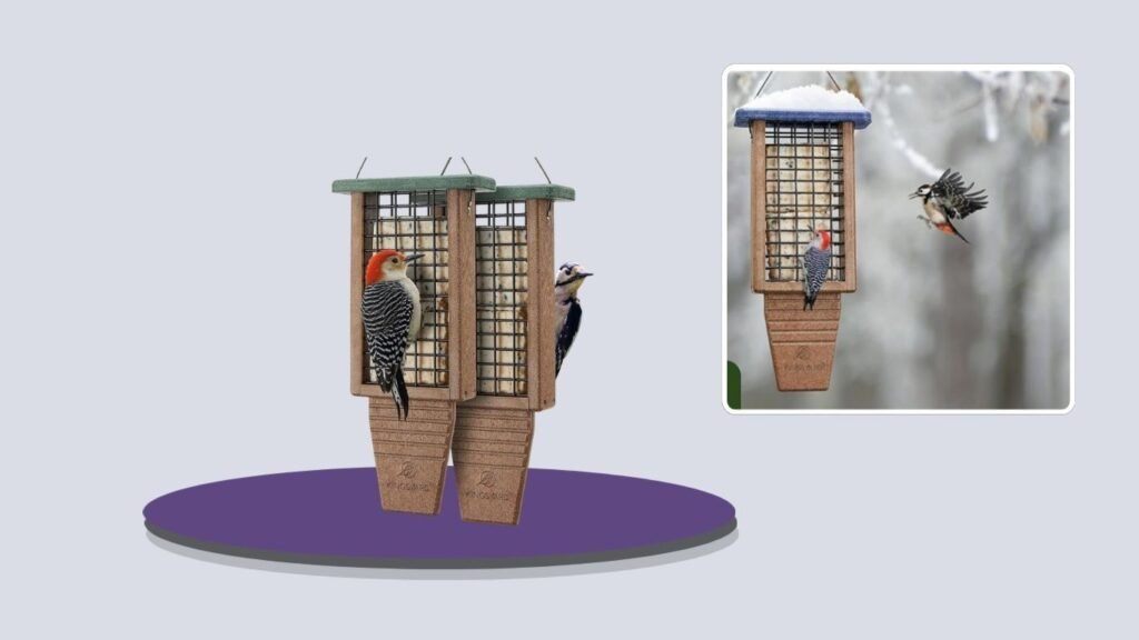 Kingsyard Double Tail-Prop Suet Feeder – 2 Pack