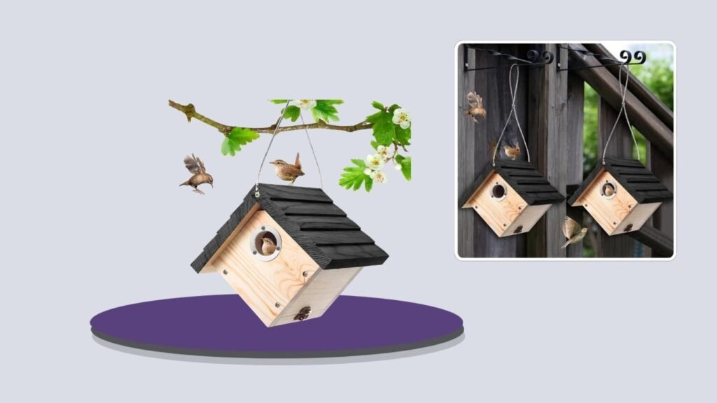 Dreyoo Hanging Wren Bird House with Metal Guard