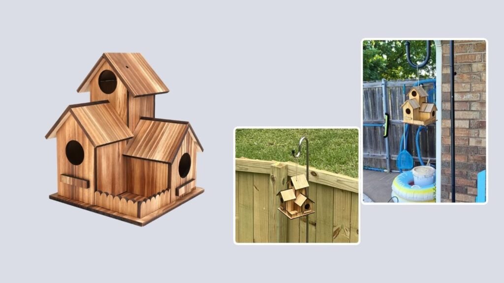 GLOPHOK 3-Hole Large Wooden Birdhouse