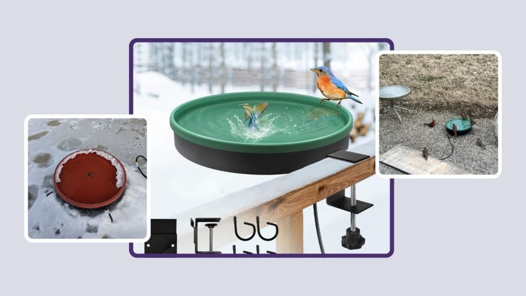 GESAIL Lightweight Heated Bird Bath with Detachable Mount