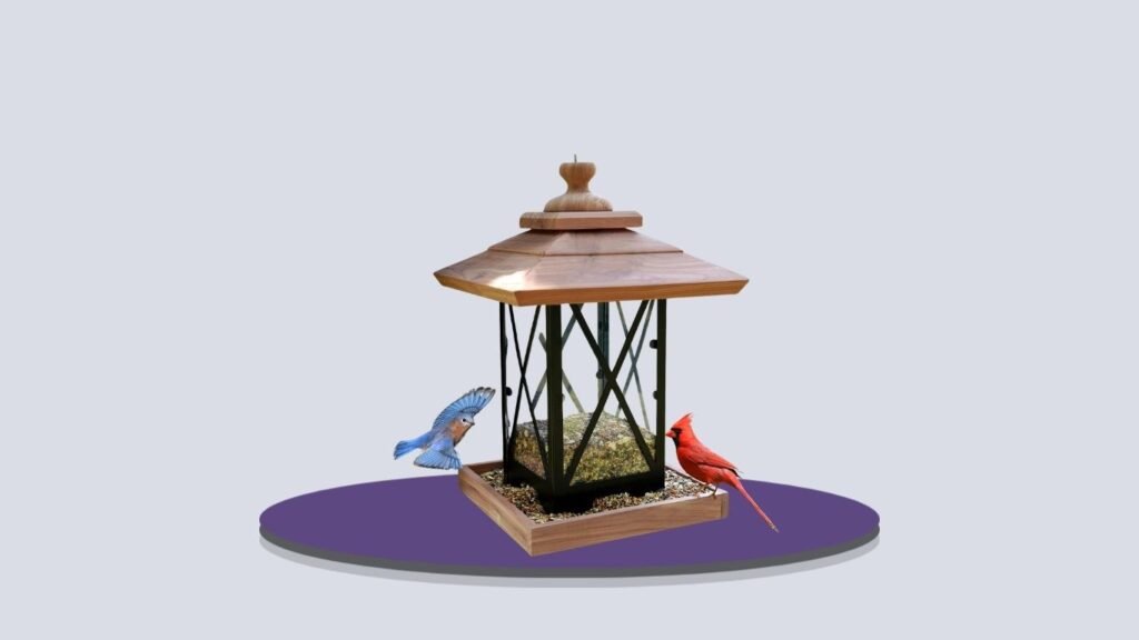 A-Frame Outdoor Wooden Cardinal Bird Feeder