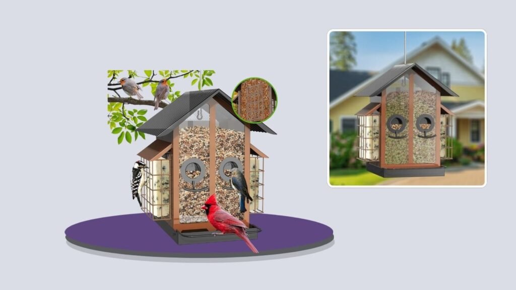 FlowaFoli 2-in-1 Double Suet Cage Bird Feeder