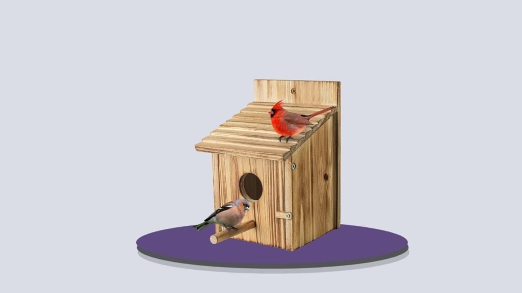 NATUREYLWL Wooden Birdhouse with Clean-Out Door