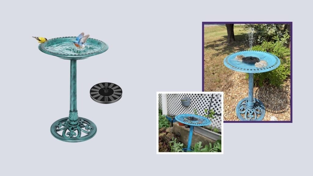  VIVOHOME Polyresin Antique Outdoor Bird Bath Fountain