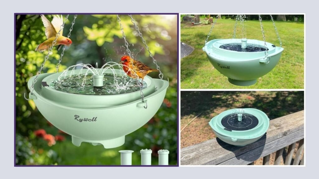 Rywell Extra-Large Hanging Solar Bird Bath Fountain