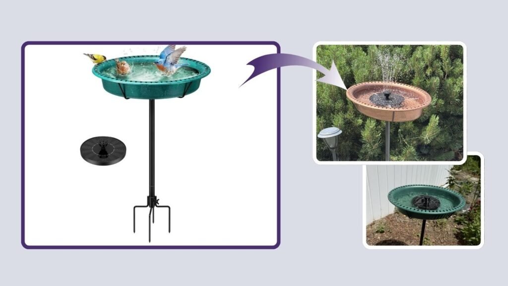 VIVOHOME Oval Bird Bath with Solar Fountain