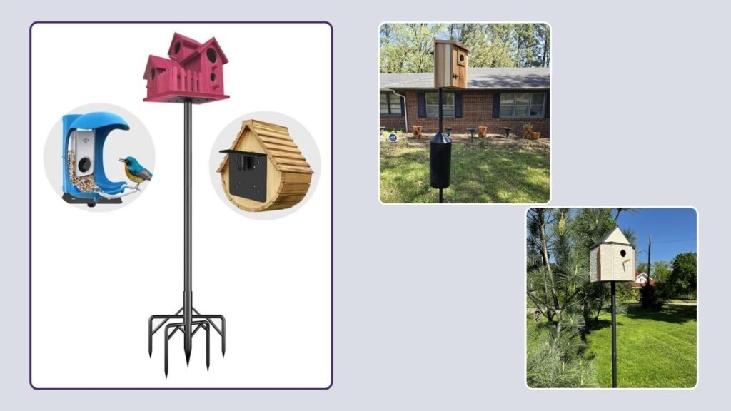 Adjustable Bird Feeder & Bird House Pole with Ground Prongs