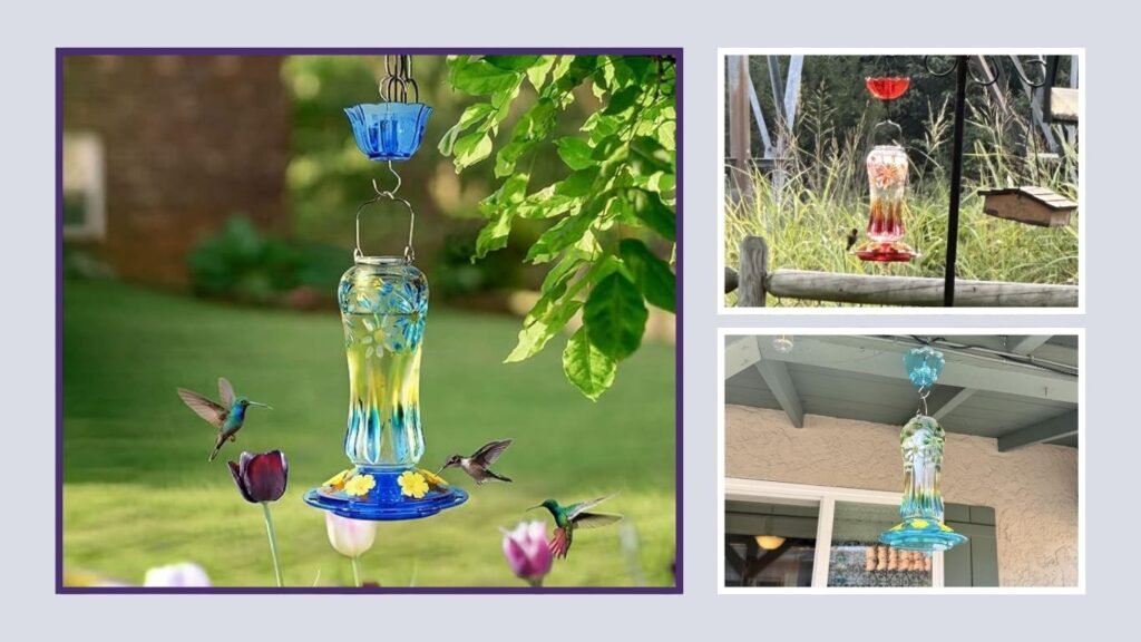 Kingsyard Glass Hummingbird Feeder