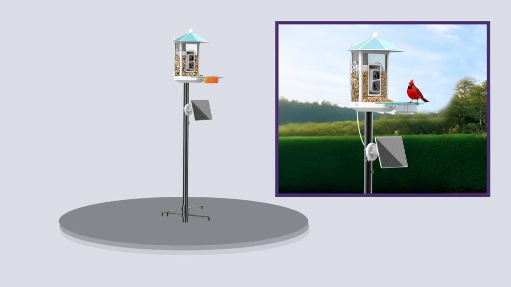 OnlyFly Metal Bird Feeder with Camera and 74.5-Inch Pole