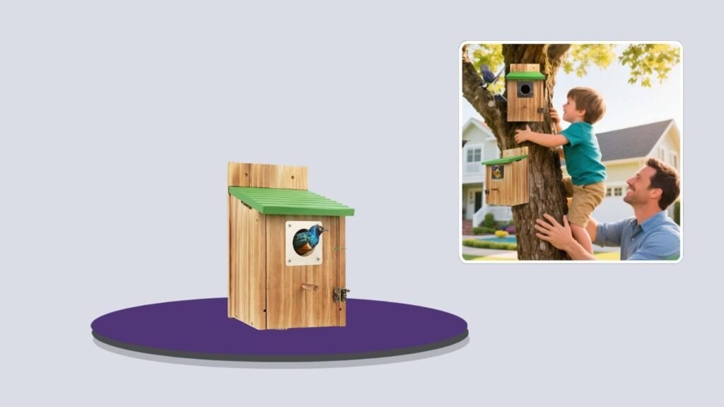 Carbonized Wood Bird Houses for Outdoors – Multi-Pack