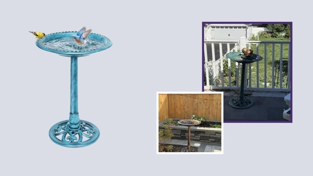 VIVOHOME Lightweight Antique Outdoor Bird Bath