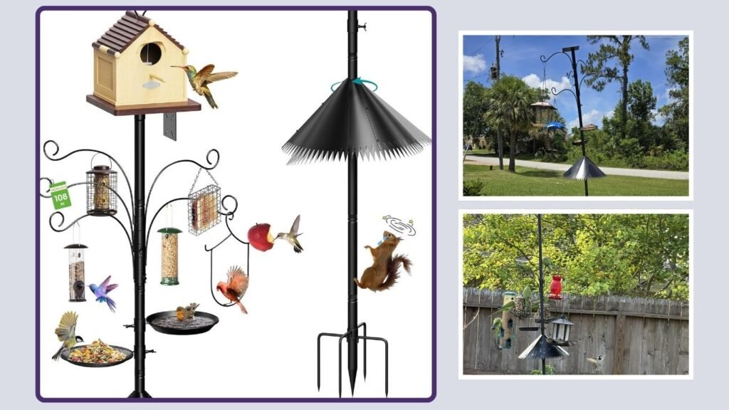 MQHUAYU Adjustable Squirrel-Proof Bird Feeder Pole