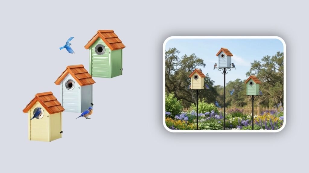 CEDAR ALPHA 3-Pack Shingle-Roof Bluebird Houses