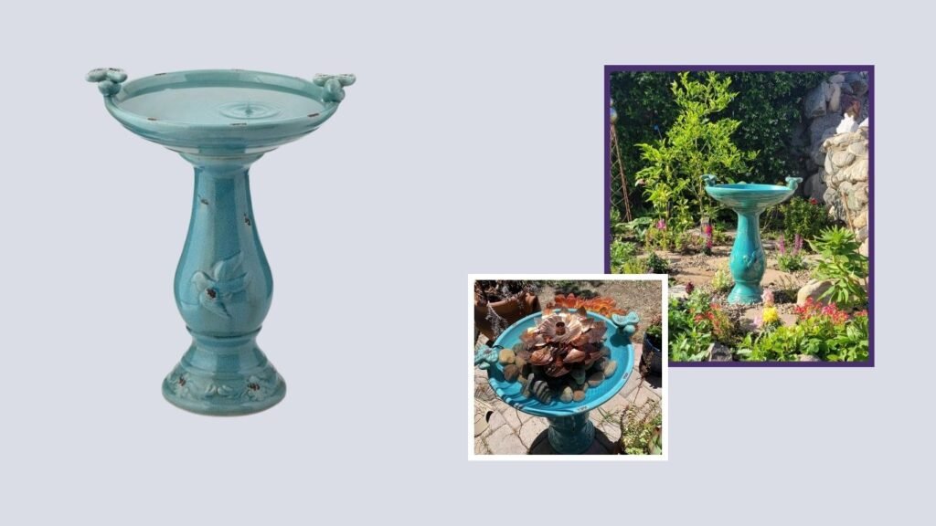 Alpine Corporation Turquoise Pedestal Bird Bath