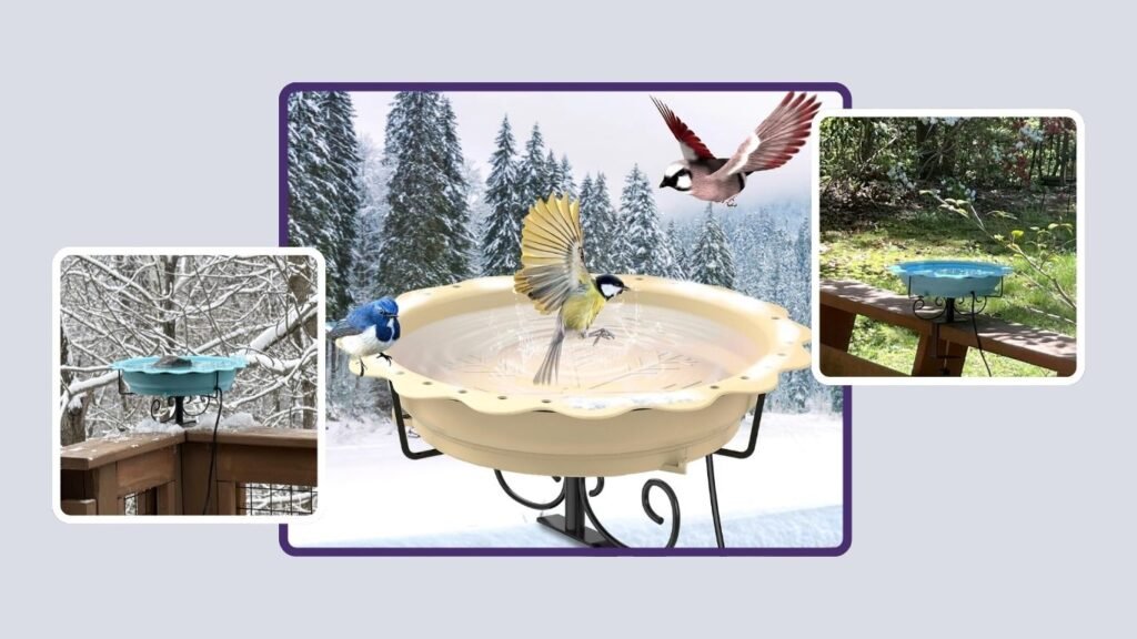 Webuys Heated Outdoor Birdbath with Thermostat
