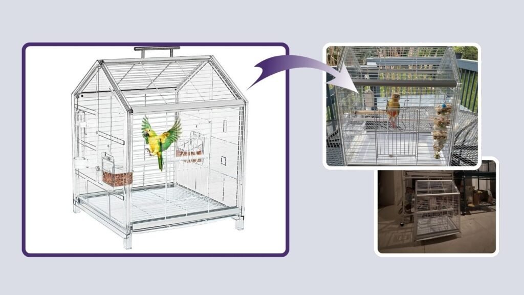 AideeGrowth 20.5-Inch Portable Bird Travel Cage