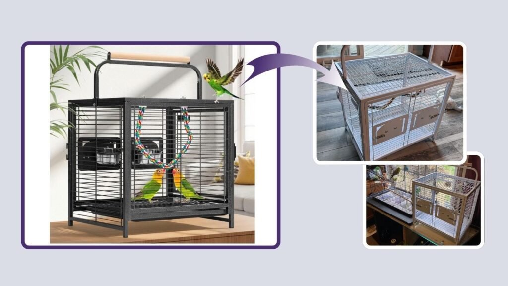 VIVOHOME 19-Inch Wrought Iron Bird Travel Cage